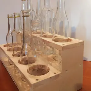 Rak Botol Sirup Kayu Susun 10 Lubang Diameter 8cm