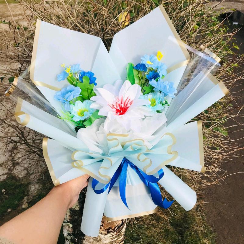 BUKET BUNGA CANTIK / BUKET BUNGA AESTHETIC TIPE SKYBLUE / BUKET BUNGA HADIAH ANNIVERSARY 3