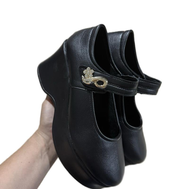 Giày trung niên Đế xuồng liền khối vắt dán cao 8cm size 34-42