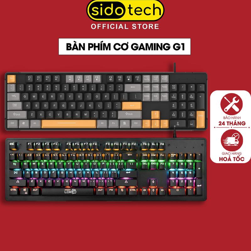 Bàn phím cơ máy tính gaming SIDOTECH G1 thiết kế full size 104 phím blue switch chống ồn đèn led RGB rực rỡ hành trình phím vừa tay giúp chơi game làm việc thoải mái laptop PC