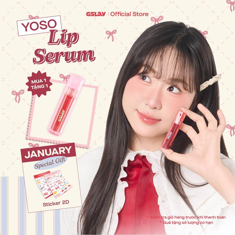 Son Dưỡng Bóng Có Màu Thuần Chay GSLAY YOSO Lip Serum dưỡng ẩm tái tạo môi mỏng nhẹ không bết dính 1ml