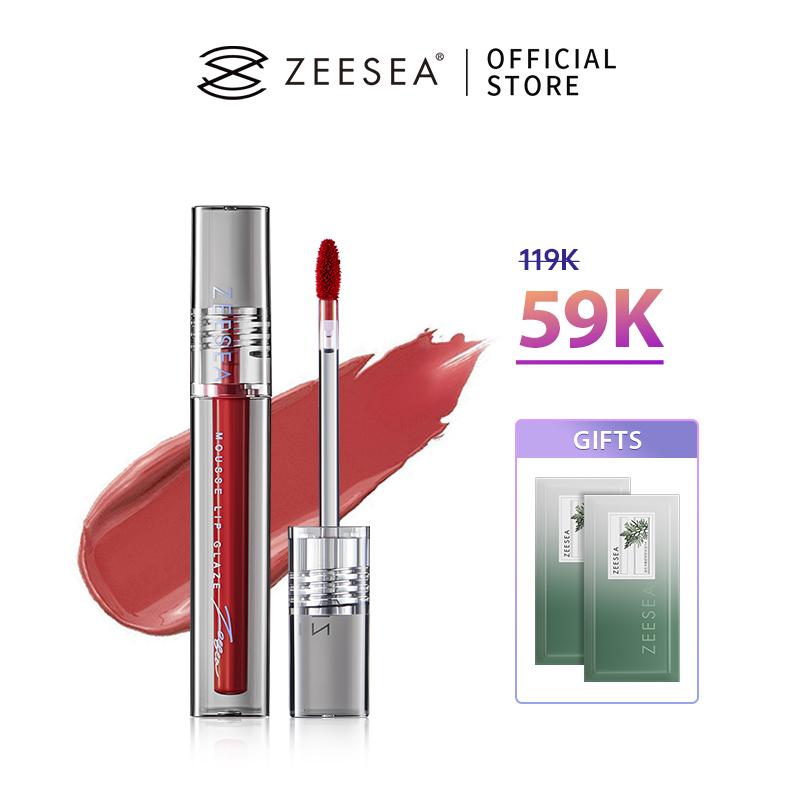 【senabeauty x ZEESEA Son kem lì ZEESEA mỹ phẩm son môi màu nhung lì mịn thời trang 1.8g/1pcs + [Free Gift]Khăn tẩy trang 2pcs