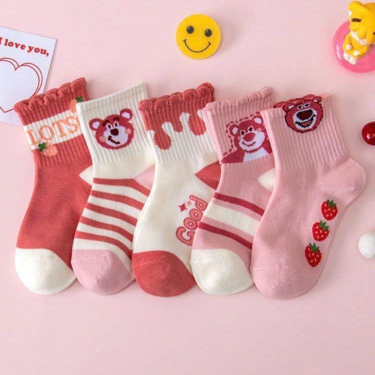 Trái Tim Bộ 10 đôi tất thỏ tím cổ cao cho bé gái từ 1 đến 12 tuổi Mềm Mịn Kháng khuẩn Thấm hút mồ hôi Co giãn 4 chiều Chất liệu cotton cao cấp An toàn tuyệt đối cho các bé