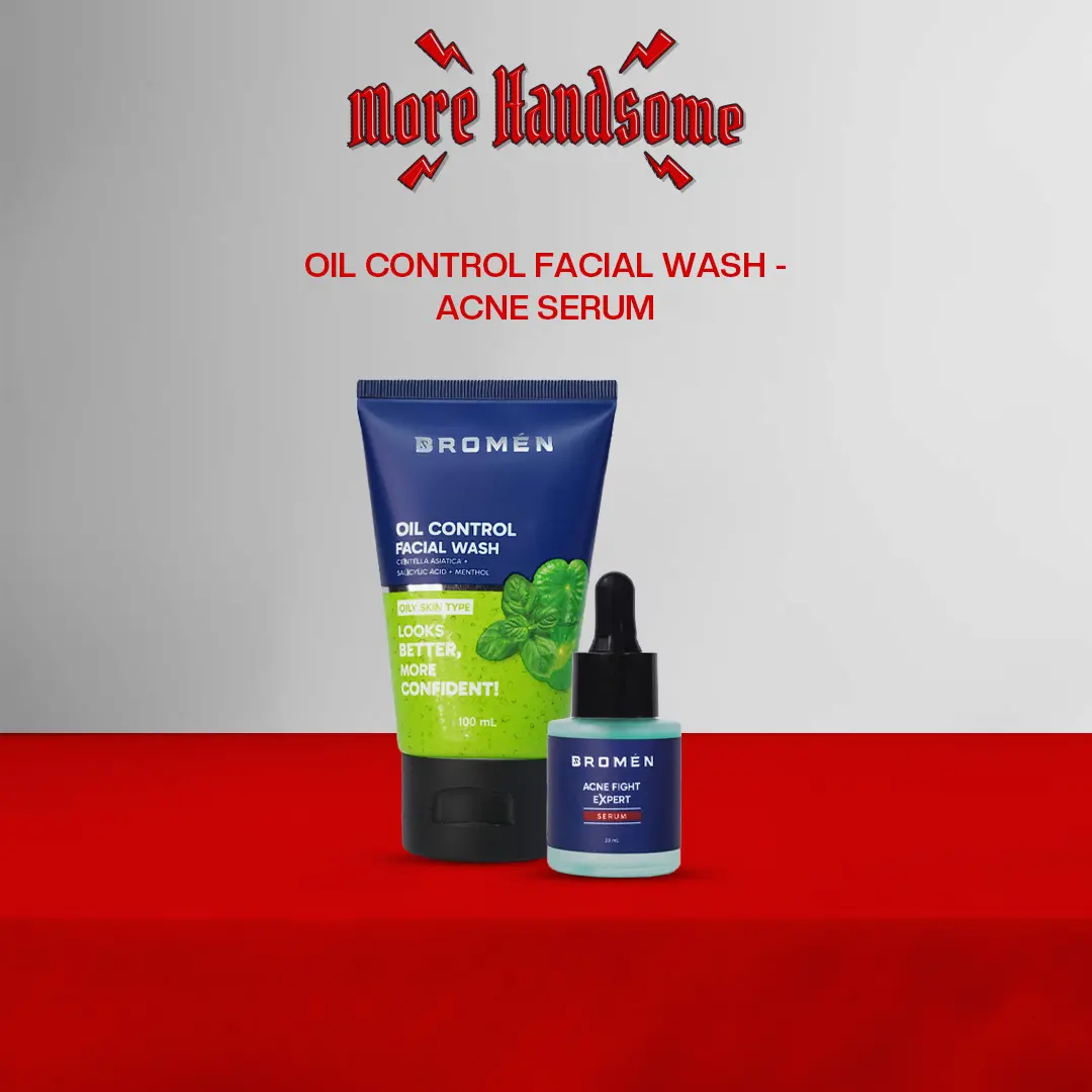 BROMEN OIL CONTROL ACNE SET [FACIAL WASH & ACNE SERUM ] | SKINCARE COWOK Perawatan Cleansing Muka Pria Hitam