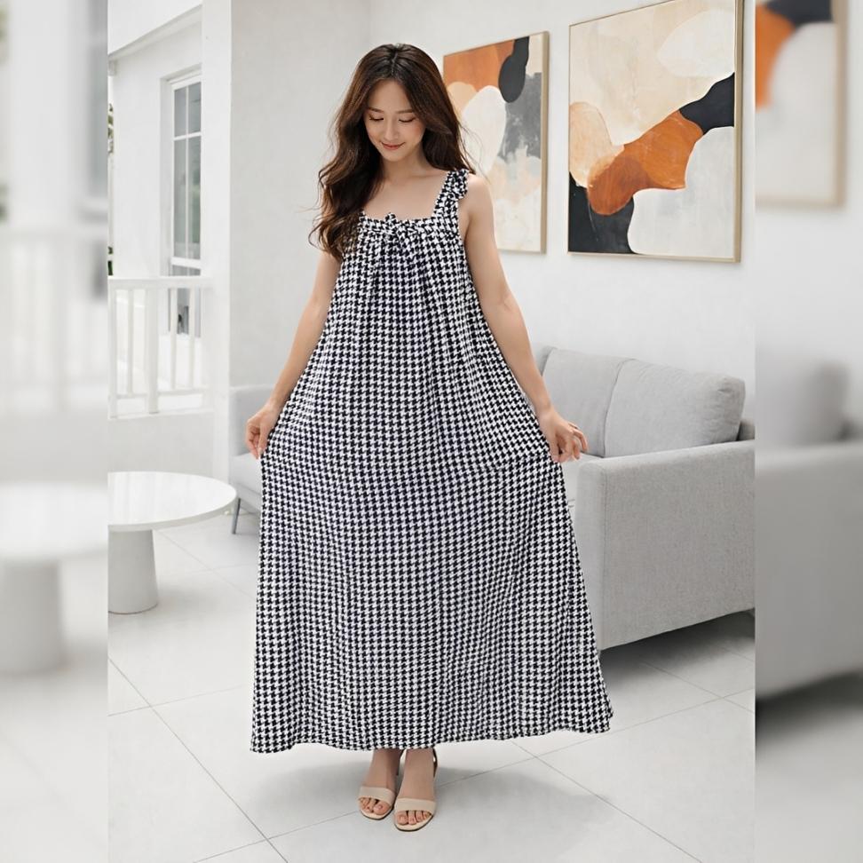 Daster Seksi Dress Yukensi Sexy Oversize LD 120cm Motif Bunga Cantik Kain Rayon Nyaman Adem Longdress Baju Tanpa Lengan Wanita Dewasa Busui Bumil