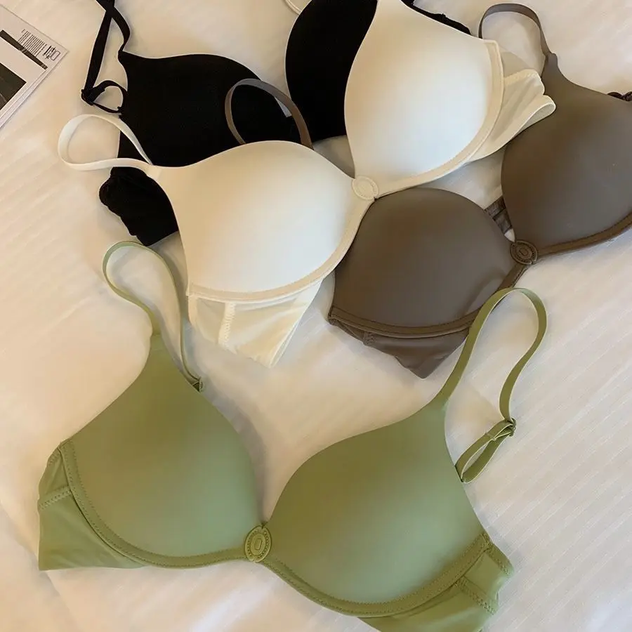 Wireless Front Closure Bras for Small Chest Push-up and Seamless Underwire-free Breathable Bra with Bare-feeling