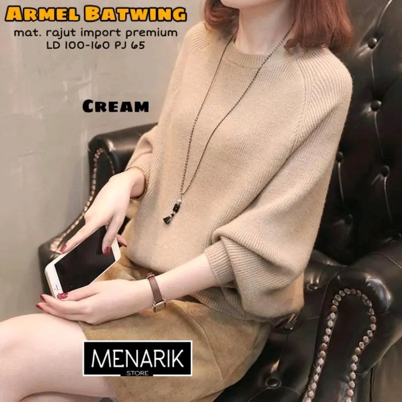 “Armel” Sweater Wanita Motif Polos Halus Lembut Bahan Rajut Import Premium LD 100-160 PB 65 Atasan Rajut Korean Style Simple Cantik Elegan Lengan Panjang Kekinian Termurah 4