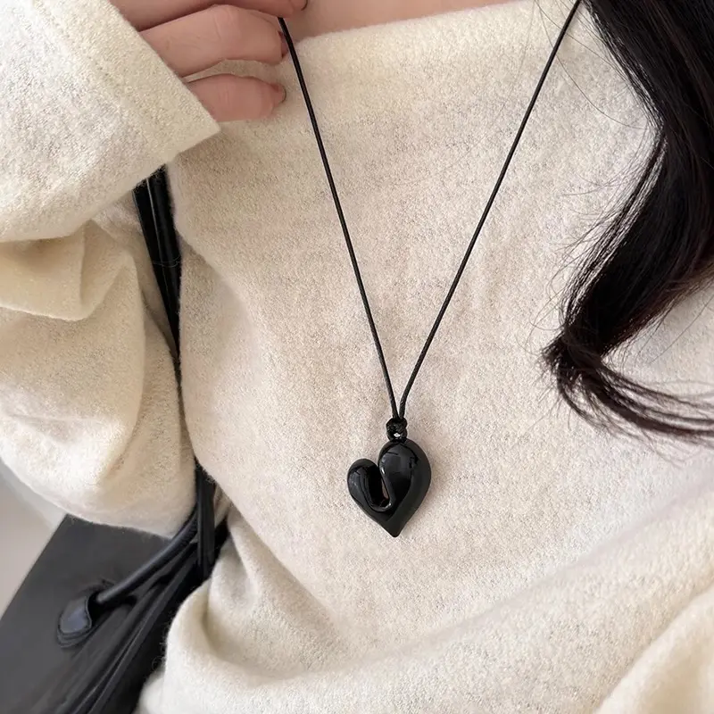 Vòng Cổ Mặt Dây Chuyền Tình Yêu Bất Đối Xứng Reinna, Phong Cách Hàn Quốc, Dây Chuyền Áo Len Thời Trang Nữ, Quà Tặng Sinh Nhật Tinh Tế 3