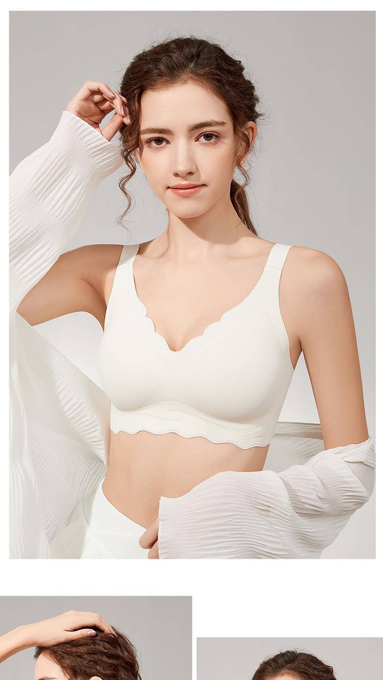 Product Introduction of Jelly strips non-marking large size underwear female summer thin section large breasts show small breasts gathered without steel ring fixed cup bra 16