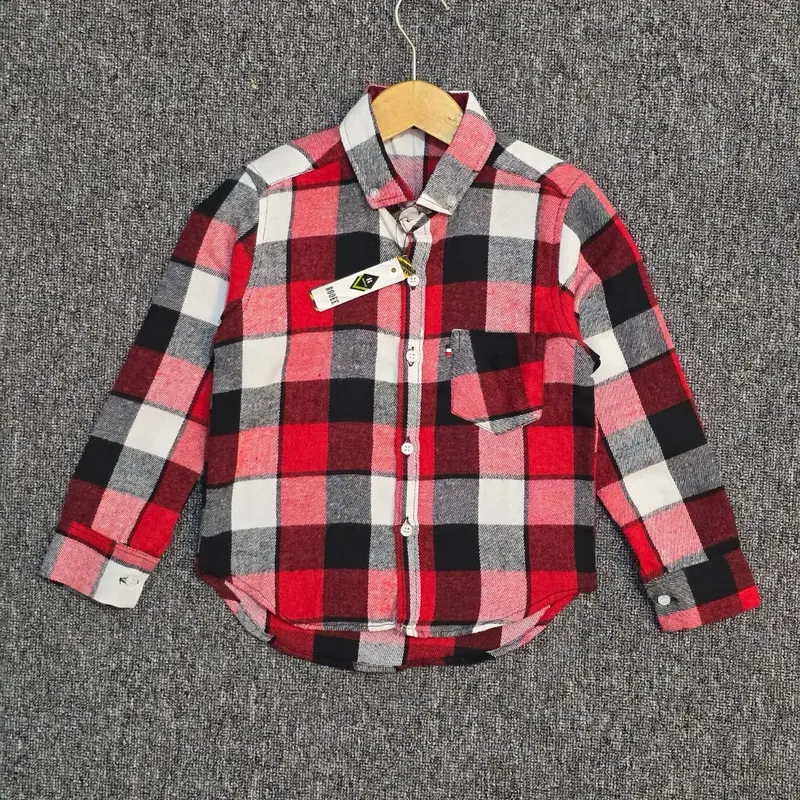 atasan kemeja flannel anak 3-11 tahun laki-laki dan perempuan Fashion anak bahan katun flannel import 3