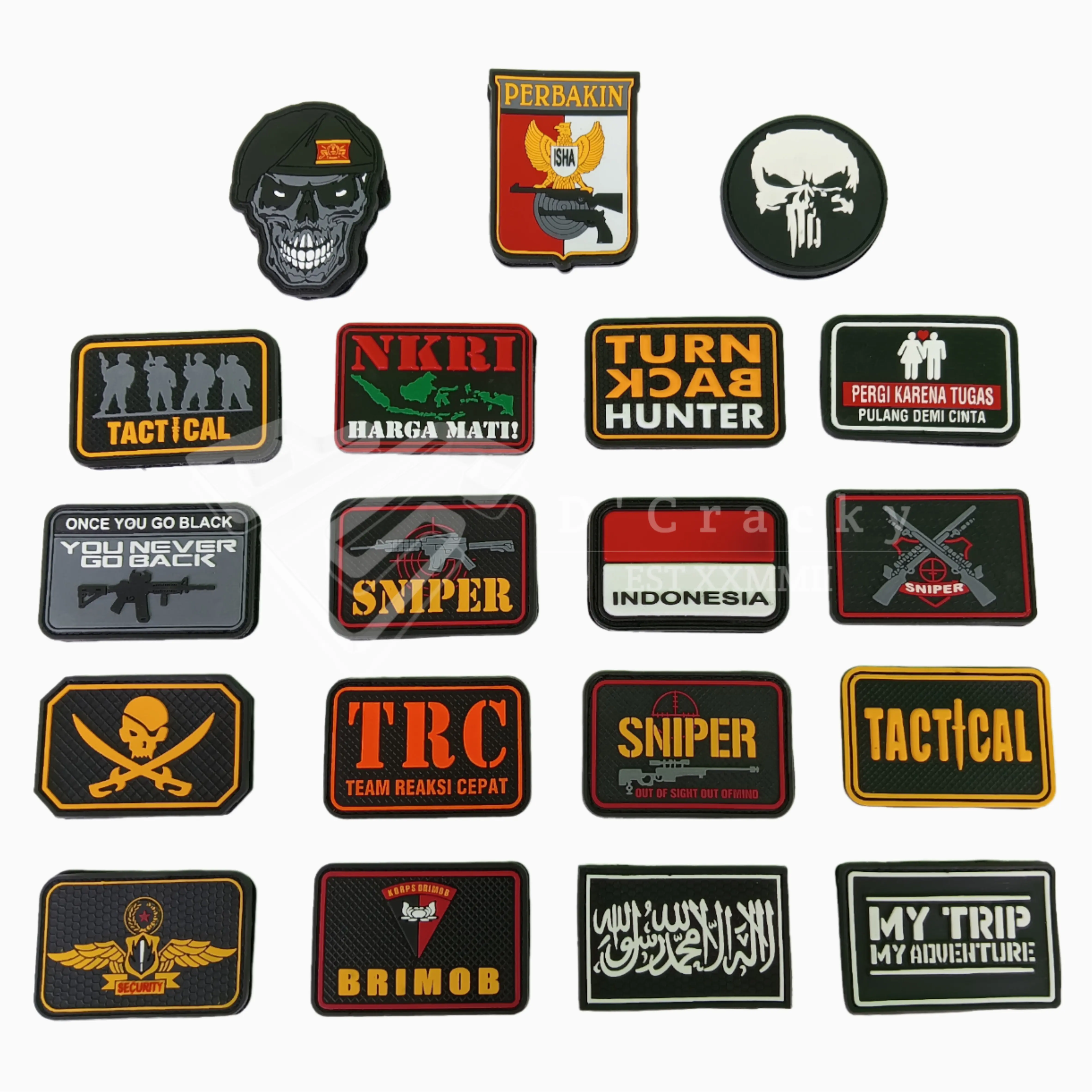 Patch Rubber Logo Tactical Sniper Tengkorak - Tempelan Emblem Velcro