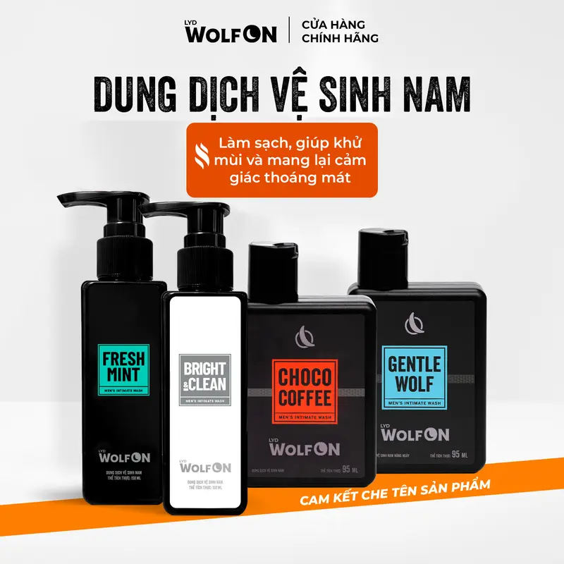 Dung Dịch Vệ Sinh Nam Giới Wolf ON Hương Thơm Nam Tính Khử Mùi Tốt 95ml 150ml