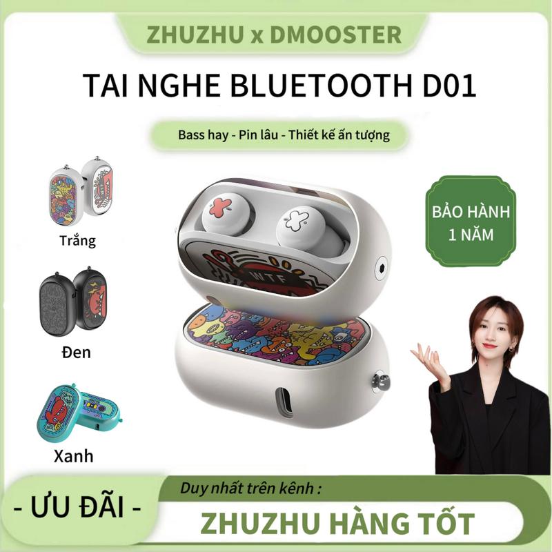 [ ZhuZhu Độc Quyền ] Tai nghe bluetooth thế hệ mới D01 Dmooster, bas hay, âm thanh chân thực,khung kim loại chắc chắn, có dây đeo cổ thời trang.