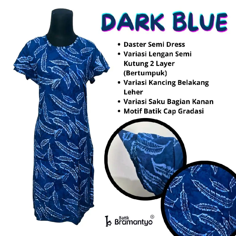 Bramantyo Store - Salsa Gradasi Daster Mini Lengan Wanita Rayon Dress Batik Motif Nyaman