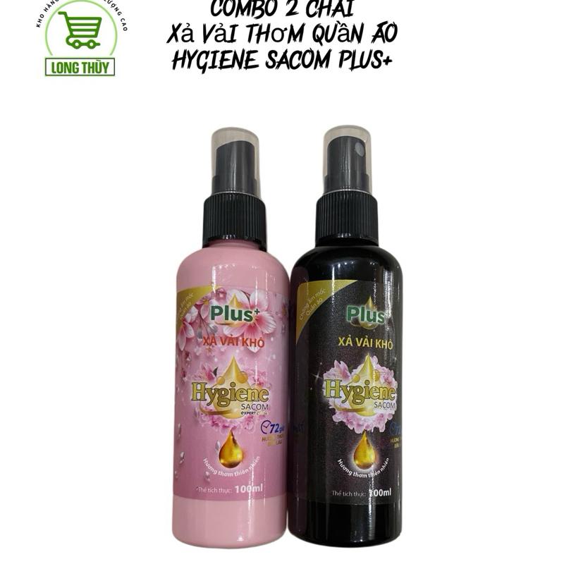   combo 2chai 2mùi  Chai Xịt Vải Khô Hygiene sacom 100ml Hương Thơm Nước Hoa Lưu Hương Bền Lâu Không Gây Ố Vàng Trên Quần Áo 