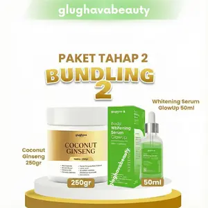 GLUGHAVA Paket Bundling 2 - Body Whitening Serum Glowup 50ml + Coconot Gingseng Mencerahkan 250gr