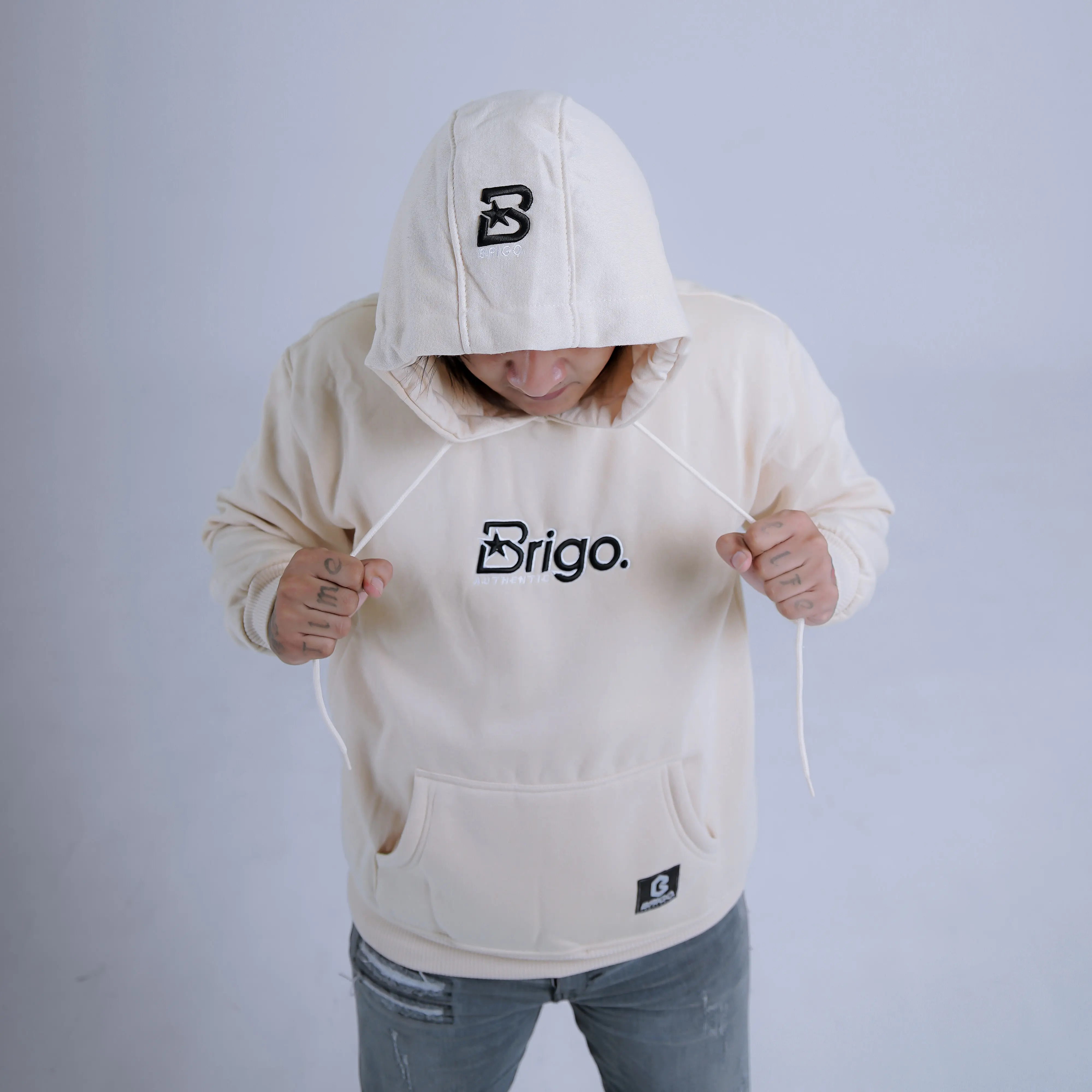 BRIGO Jumper Hoodie Star Authentic Bordir Timbul 3D II Sweater Hoodie Bahan Fleece Tebal 280 gsm M-XXL (Pria & Wanita)