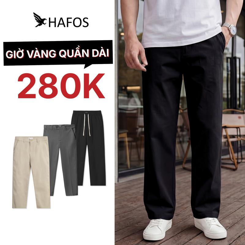 (XẢ KHO) Quần dài kaki nam ống suông HAFOS lưng chun form Straight fit thoải mái, che khuyết điểm tốt