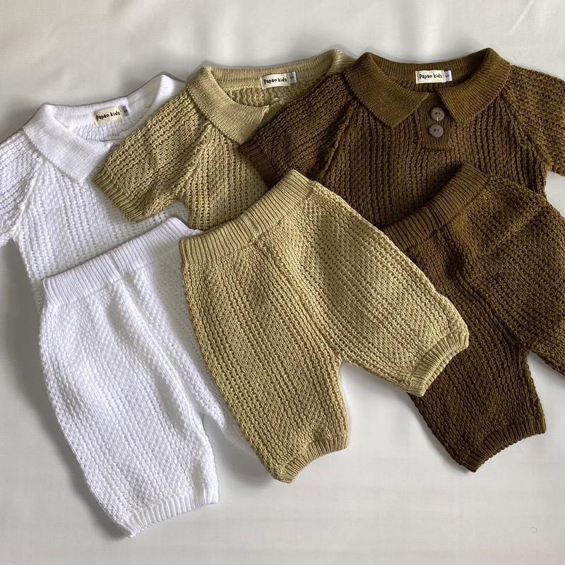 ￼Papao - Zenn Polo Knit Set / Set Rajut Premium / Setelan Anak Baju Celana Fashion 5