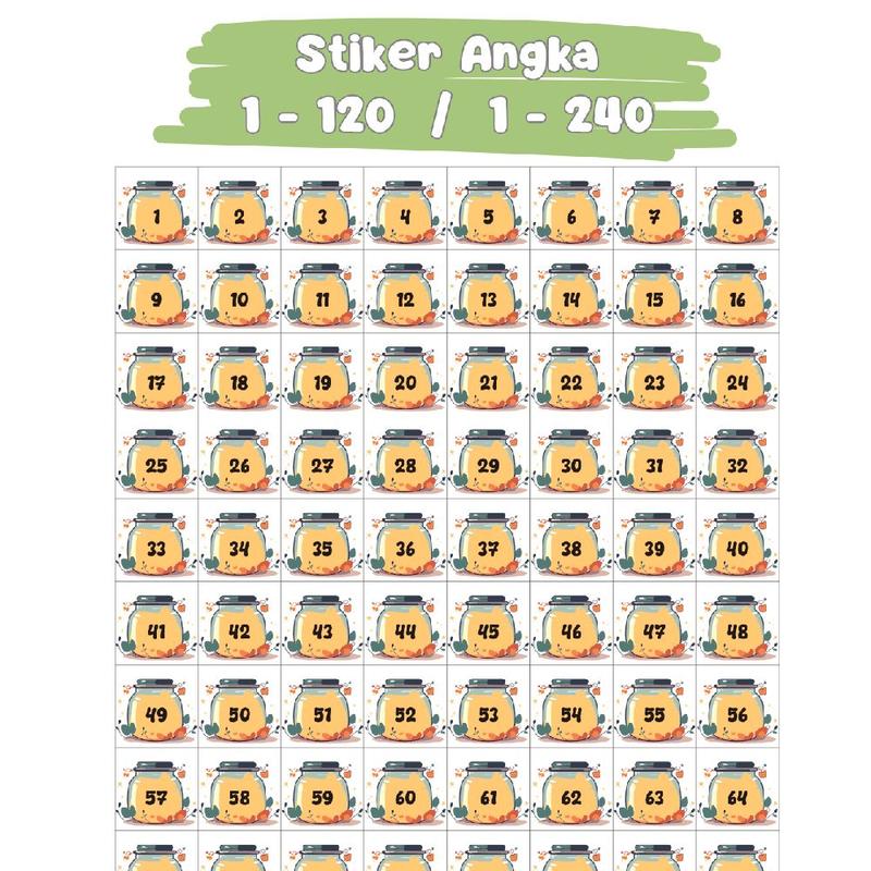 Stiker angka 1 - 120 . 1 - 240 FREE STIKER DEKORASI 1