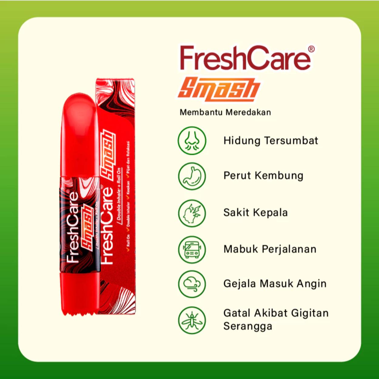 Fresh Care Smash Matcha / Fruity / Hot Aromatherapy 8ml Double Inhaler + Kerokan + Roll On + Pijat