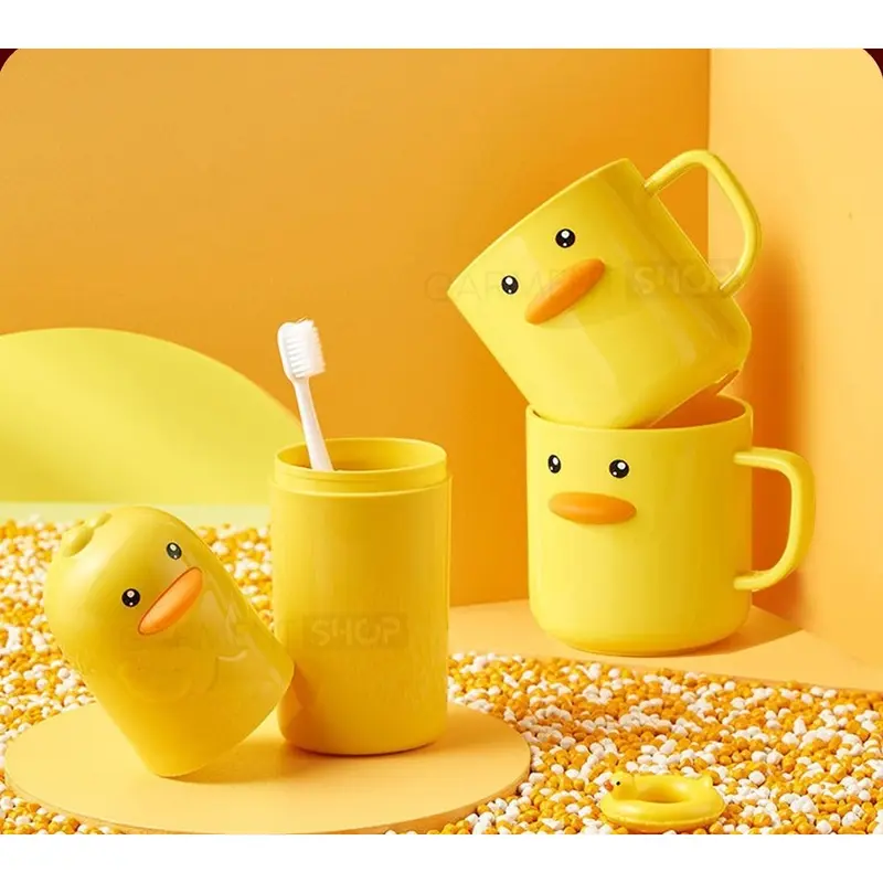 Gelas Sikat Gigi Anak Anak Lucu Motif Bebek Warna Kuning Tebal Bagus BPA FREE Cangkir Karakter 1