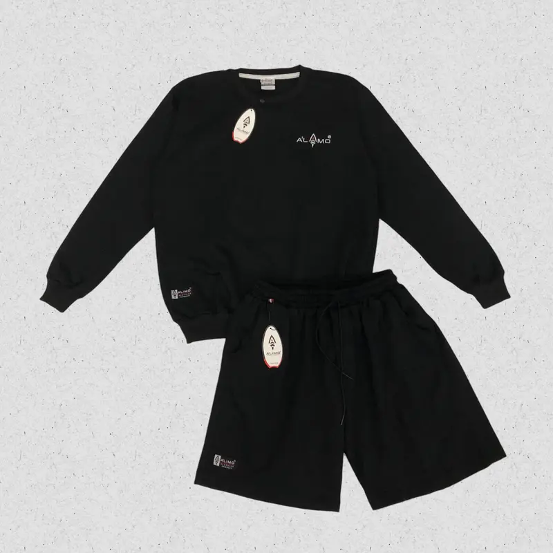 Setelan ALIMO Boardshort Crewneck Polos Atasan Bawahan Pria Wanita Hitam Panjang 0
