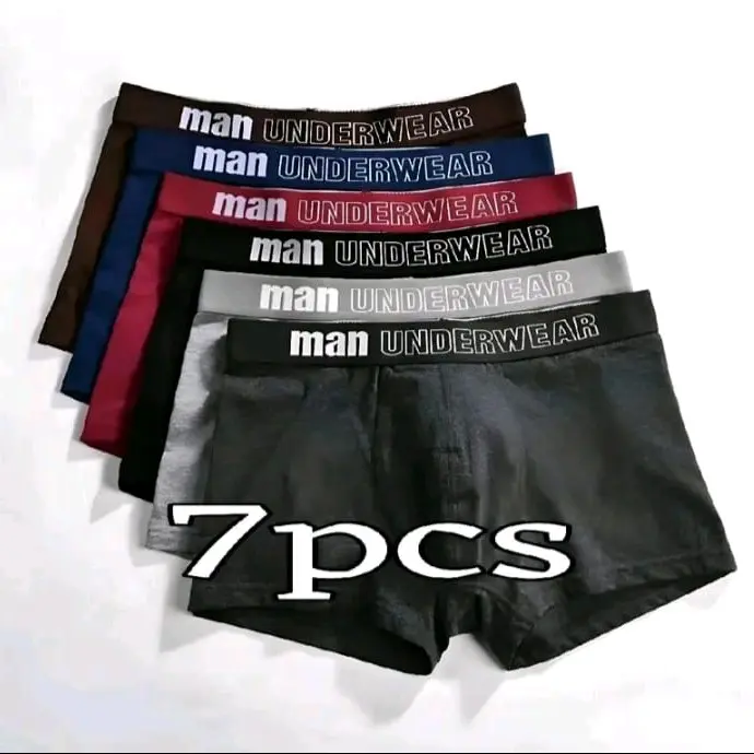 boxer celana dalam pria dewasa 7 pcs ,bahan spandek dingin dipakai Cowok Sport Hitam Motif Katun Pendek Karet Lembut