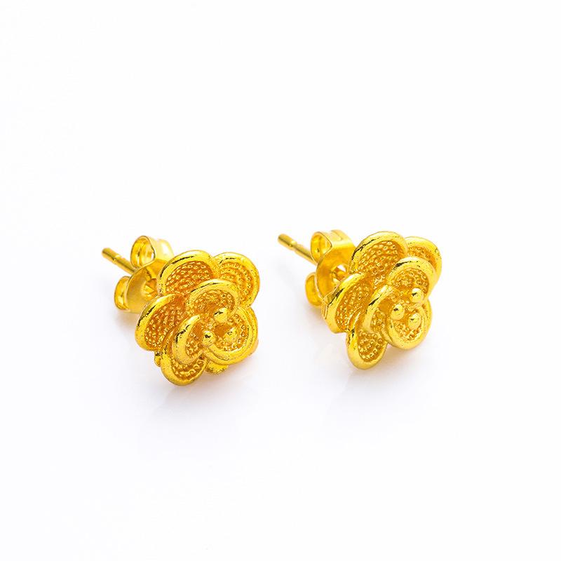 Bông Tai Đinh Tán Hình Con Công Cho Nữ, Hoa Hồng, Thời Trang, Giả Cát Vàng, Mạ Vàng 24K, Lò Chân Không 4
