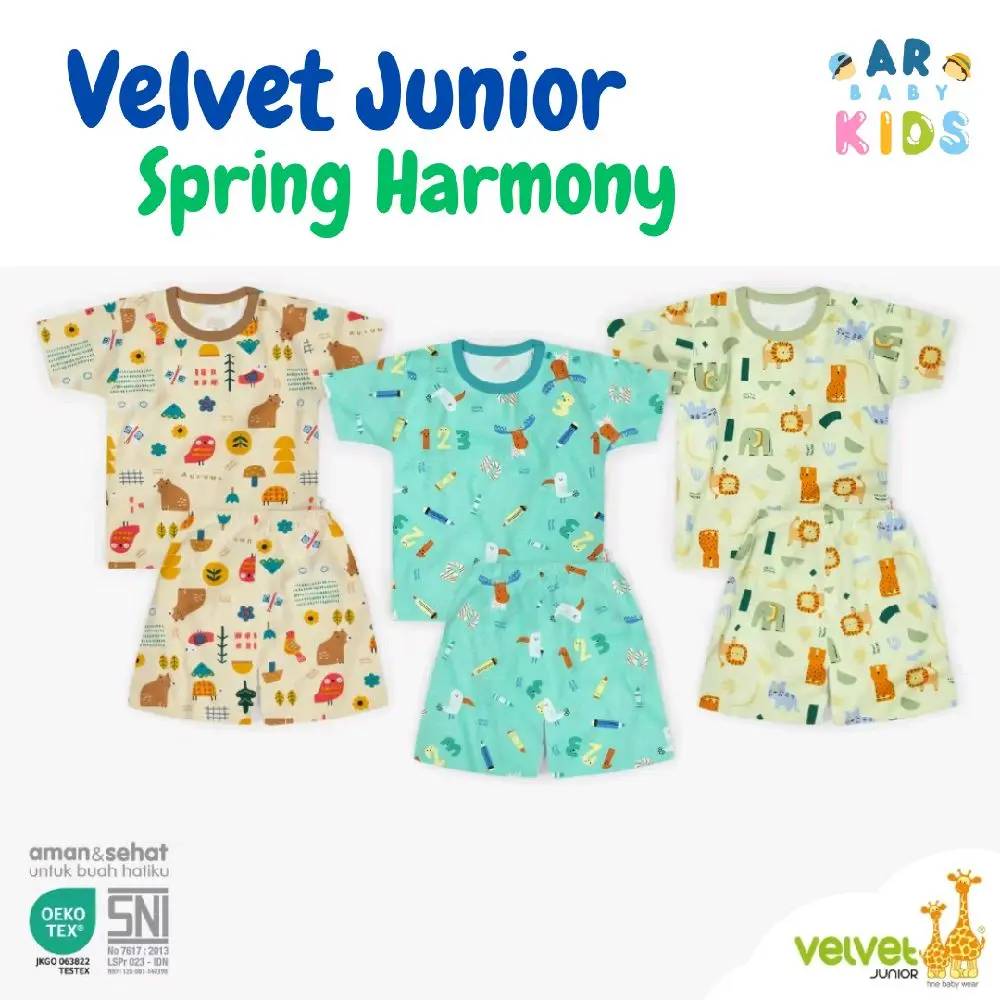 Velvet-Unisex Anak-Setelan Baju Pendek dan Celana Pendek