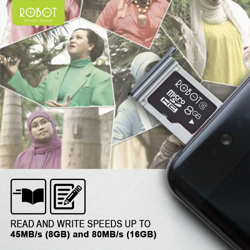 ROBOT Memory Card / Kartu Memori HP / Micro SD (8GB/16GB) Class 10 5