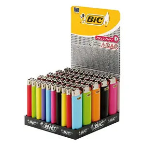 BIC J3 Slim Lighter ORIGINAL dan tahan lama, Api Stabil & Awet , Warna Campur (Assorted), Sistem Batu Api (Flint), Isi 50 pcs per Tray