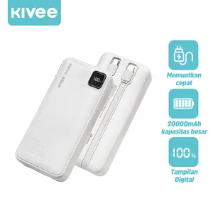 KIVEE Power Bank Kapasitas Besar 20000mAh Dual Port Charging Layar Digital Cerdas Portable Desain Slim Anti Panas Teknologi Adaptif Suhu Baterai Eksternal Tahan Lama Travel Mudah Dibawa Backup Daya Darurat Powerbank