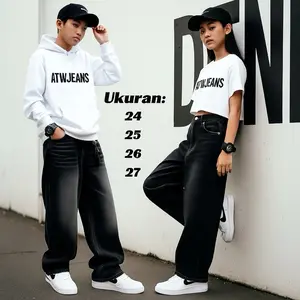 Baggy Jeans Anak Unisex Motif Wishker Celana Gombrong Anak Tanggung Unisex Usia 8 sampe 15 tahun