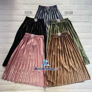 Rok Plisket Bludru Anak Perempuan Terbaru - Bahan Tebal Dan Halus