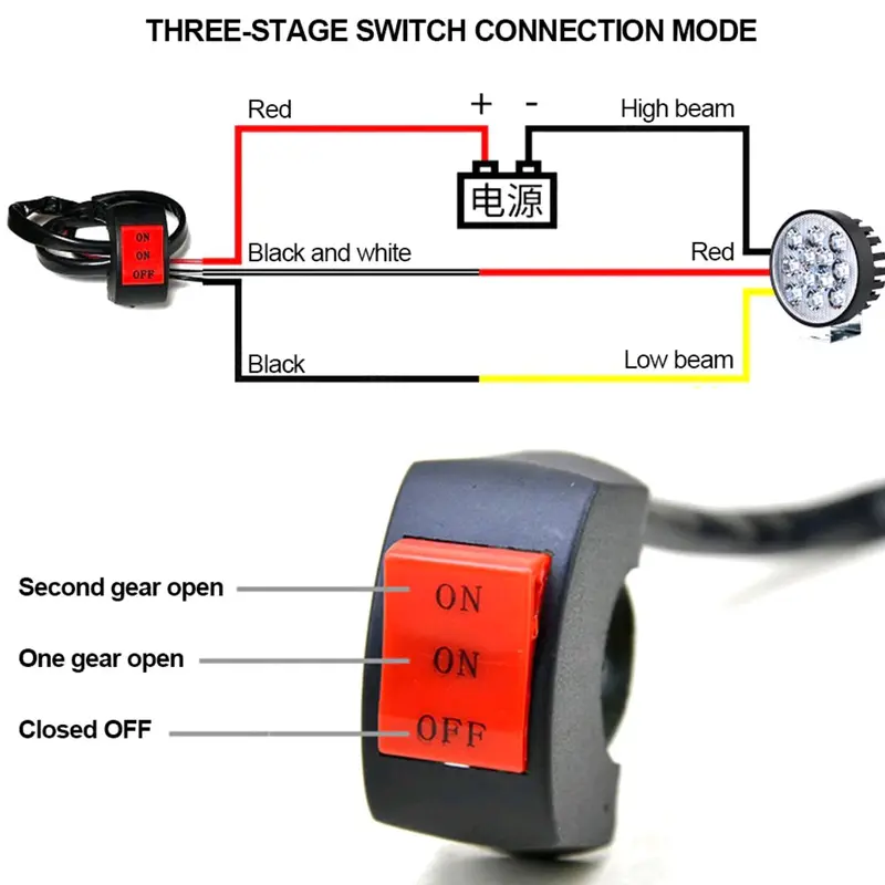 Saklar Switch Stang Motor ON ON OFF Lampu Tembak Motor 3 Kabel 2 Mode ABS Plastik 0