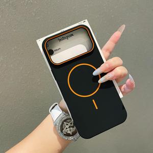 Funda magnética de lujo con anillo fino de gota de aceite y acabado esmerilado para iPhone 17 Pro Max 14/15/16 Pro, de alta gama, resistente a caídas, elegante y sencilla funda protectora