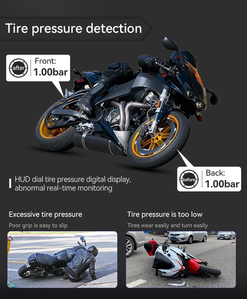 Product Introduction of M6 Motorcycle Portable GPS Navigation Dash Cam Recorder Wireless Apple Carplay Android Auto 6.25 Inch Touch Screen IPX7 Waterproof Tire Pressure System TPMS Metal body 20