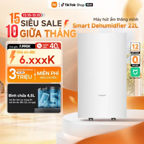 Máy hút ẩm thông minh Xiaomi 22L - Thiết kế giảm tiếng ồn 5 cấp - Điều khiển bằng giọng nói thông minh - Bảo hành 12 tháng - Hàng chính hãng