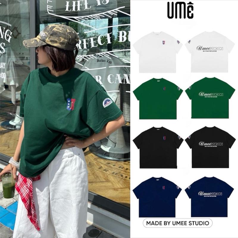 Áo Thun Boxy UMEESAIGON Form Rộng Tay Ngắn Cotton Cổ Tròn Nam Nữ “Lá Cờ Mỹ "