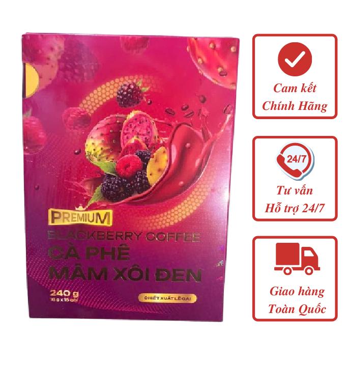 [Mẫu mới nhất] Cà phê mâm xôi đen Blackberry Coffee  vị lê gai chính hãng có tem  kiểm tra QR code,có logo in chìm trên vỏ hộp, Cafe 0