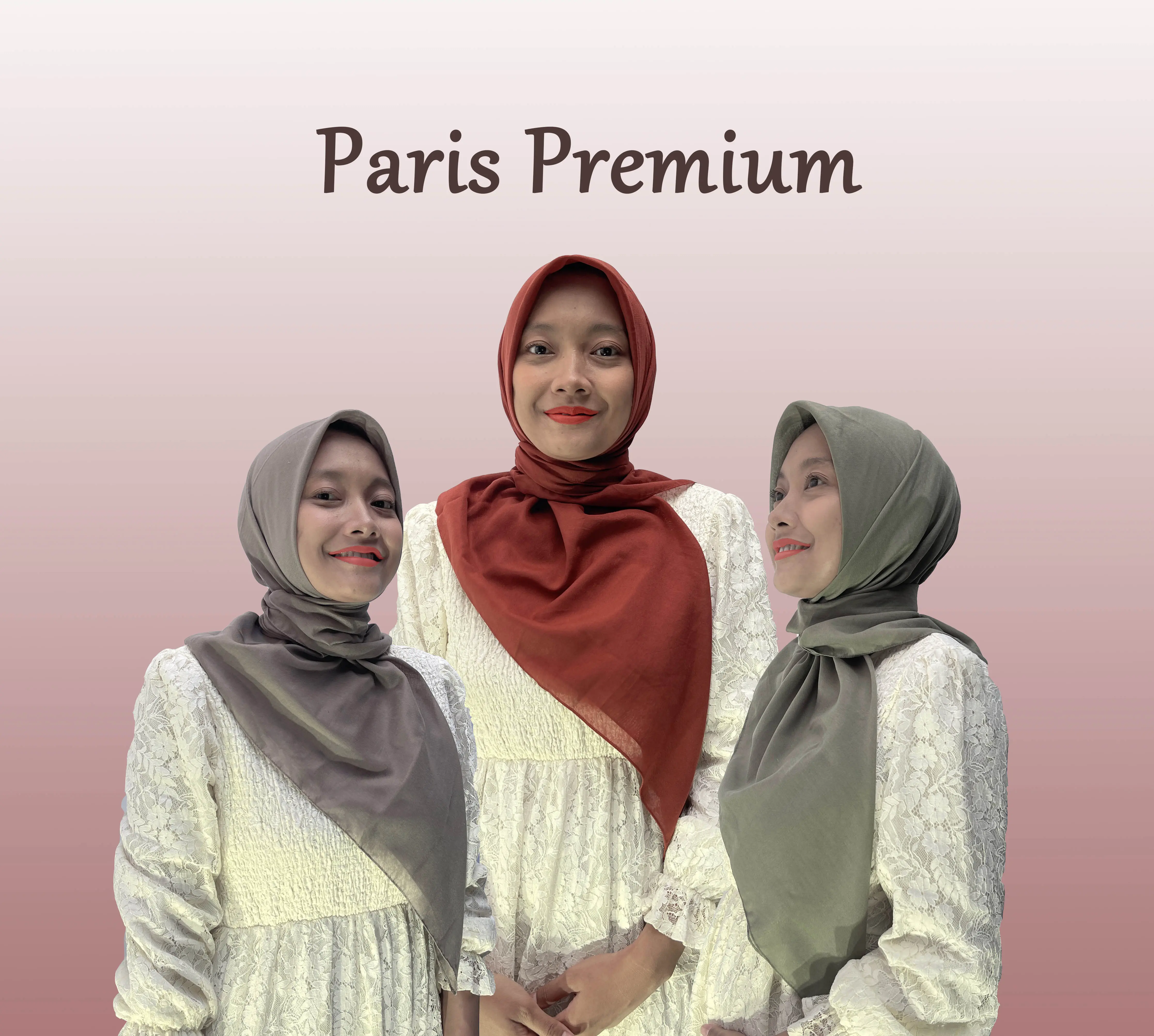 Hijab Paris Premium | Paris Finishing Jahit Anti Letoy Lembut Nyaman | Kerudung Muslim Segi Empat | Paris Premium Square