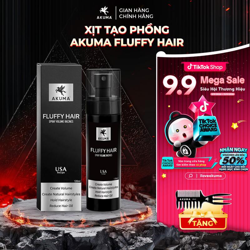 Xịt Tạo Phồng Tóc AKUMA Fluffy Hair 120ml - Tạo Độ Phồng, Kiểm Soát Dầu, Giảm…