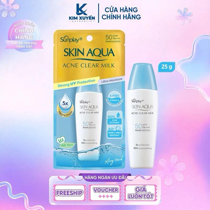   NẮP XANH  Sữa chống nắng SUNPLAY SKIN AQUA Acne Clear Milk 25G sunplay  chống  nắng  nắp  vàng 