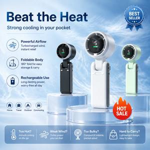 Quạt cầm tay N607 turbo tốc độ cao sạc USB màn hình số có thể đeo cổ hoặc đặt bàn gió mạnh chạy êm dùng ngoài trời du lịch văn phòng học sinh ký túc xá mùa hè quà tặng tiện lợi