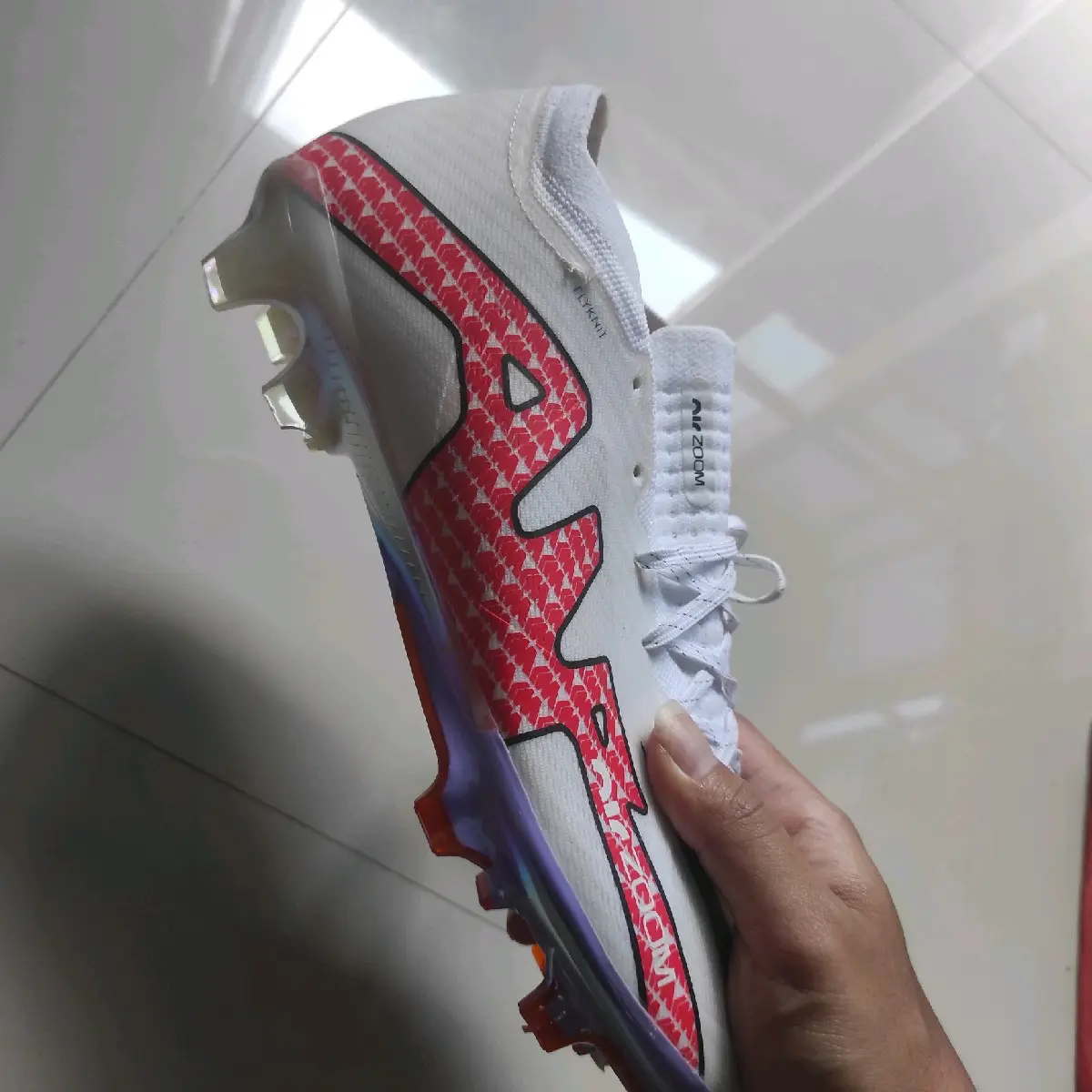 Sepatu Bola Air Zoom Vapor15 Elite White Crimson FG