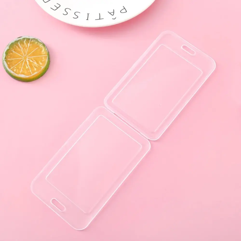 Portable ABS Vertical Transparent Card Holder Accessories Transparent ID Tag Badge Holder Plastic Mini Pass Work Card Cover Case