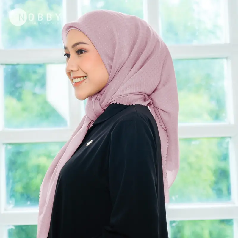 Nobby - Ruby Scarf Hijab Segiempat Bahan Voal Lasercut Cutting Lembut Kerudung Square Muslim 3