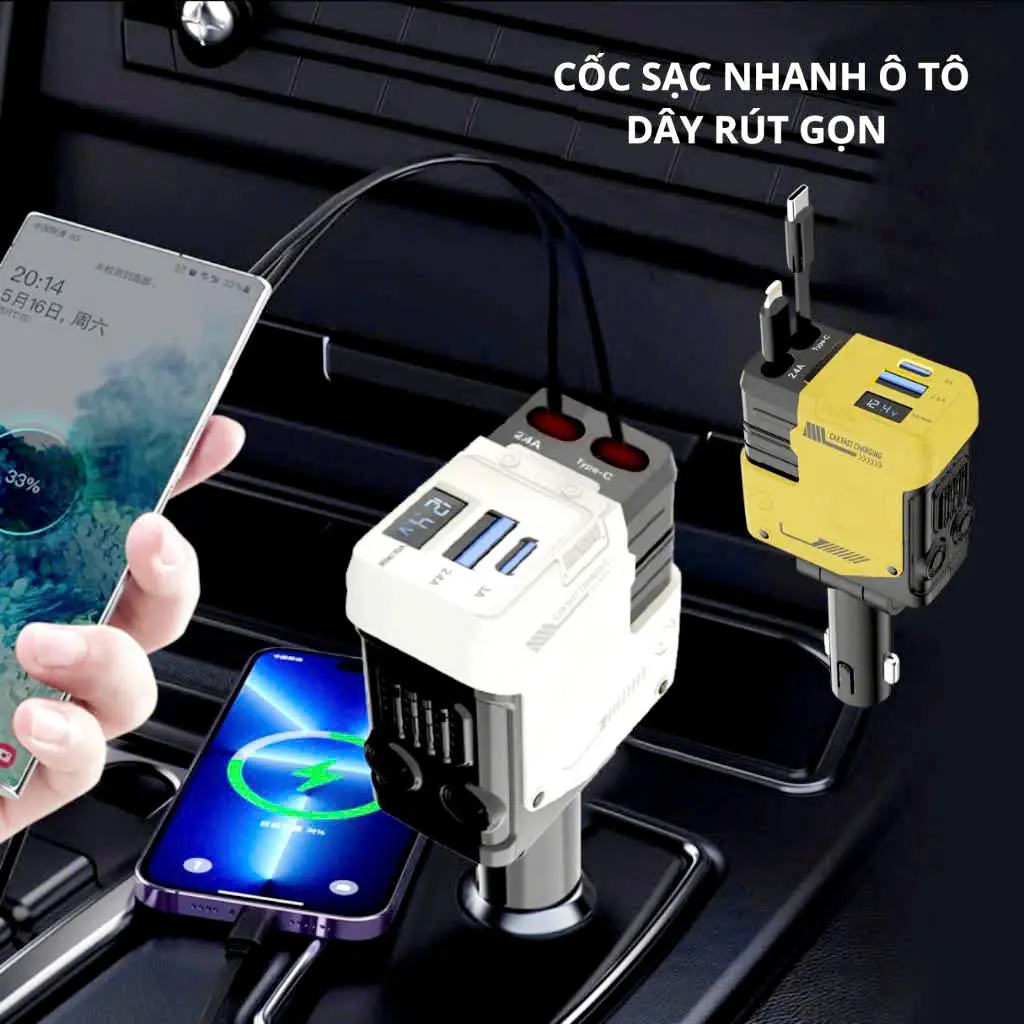 Tẩu sạc nhanh ô tô 4 trong 1 (V)