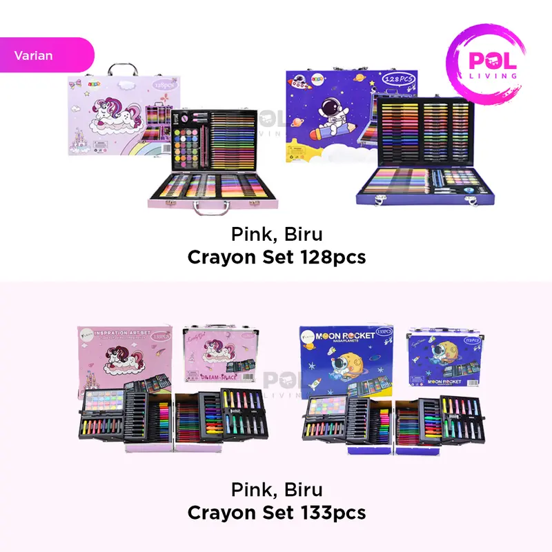[POL] COD SNI Crayon Art Set 128pcs & 133pcs Koper Alumunium Besi | Krayon Pensil Warna 8
